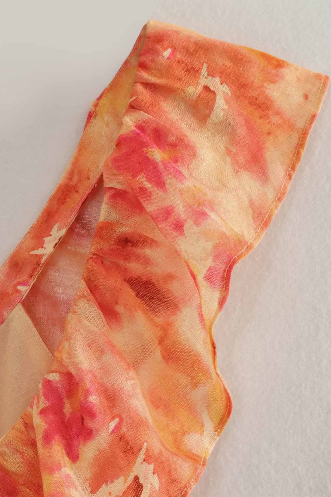 Robe Longue Femme – Imprimé Floral – Décolleté Volanté – Découpe Taille – Tissu Léger