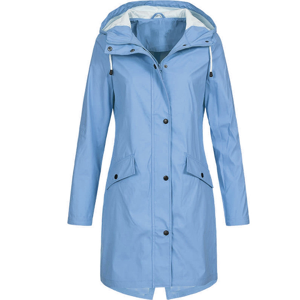 Veste imperméable femme – Coupe décontractée – Capuche – Longueur mi-cuisse