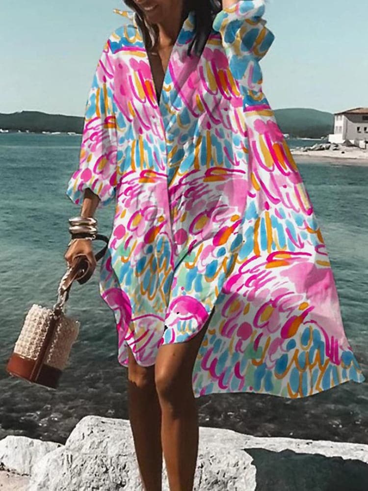 Fina - Robe ample colorée aux motifs estivaux