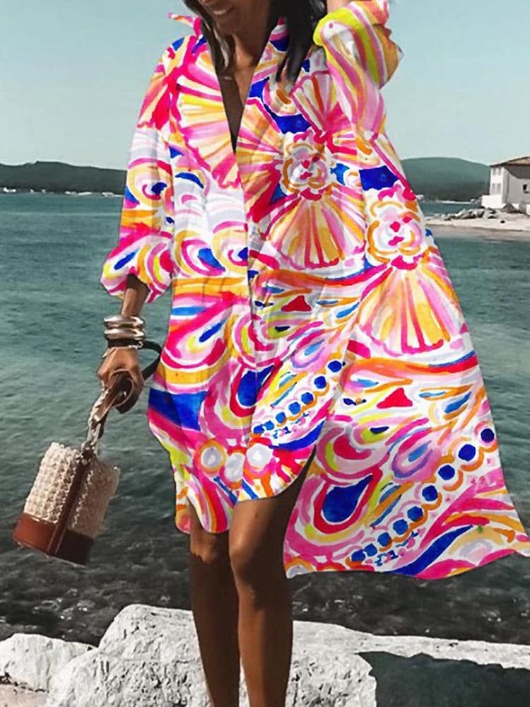 Fina - Robe ample colorée aux motifs estivaux