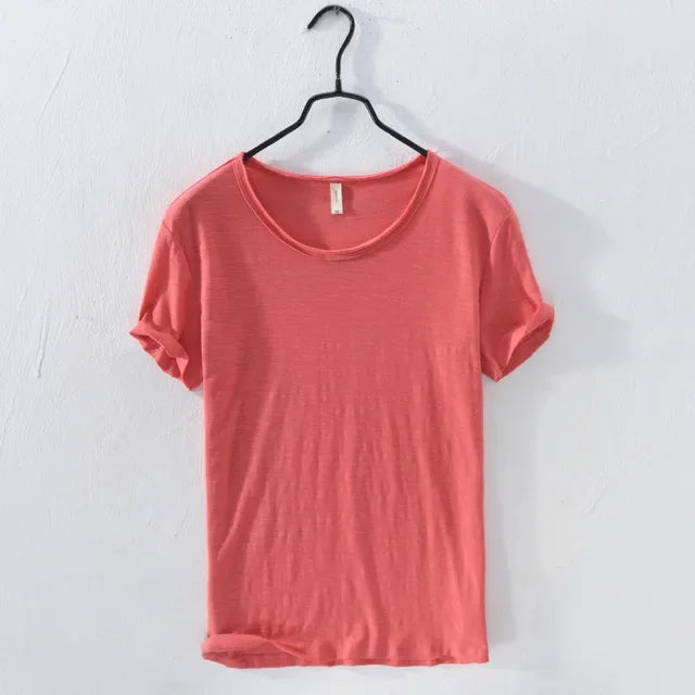 T-shirt Homme - Coupe Ample - Col Rond - Manches Courtes Relevées - 100% Coton