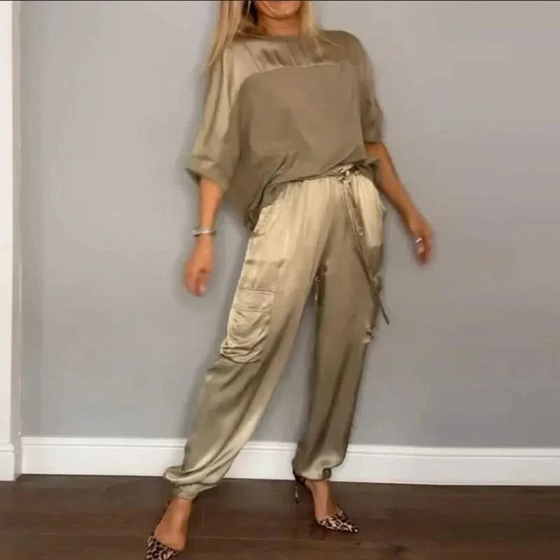 Ensemble Lounge Femme - Satin Doux - Confort Élégant - Tenue Décontractée Chic