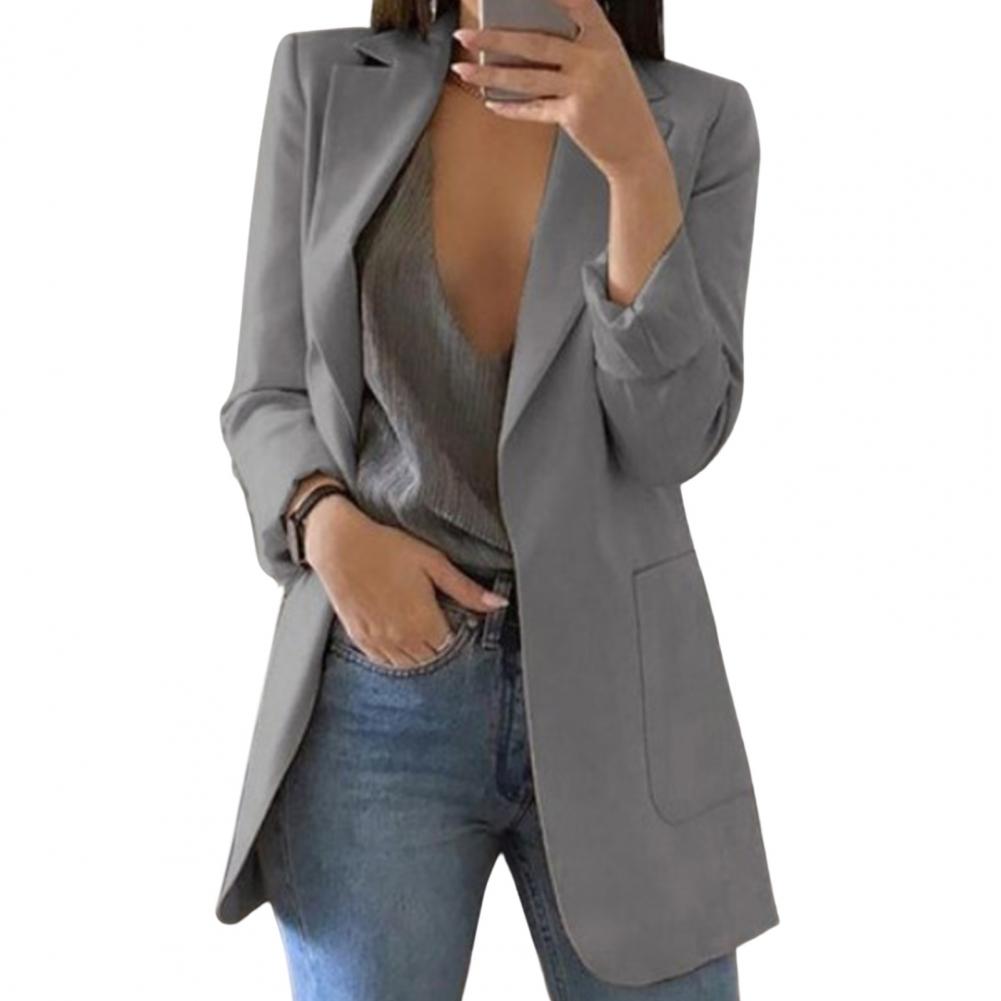 Blazer femme – Coupe cintrée – Longueur hanche – Poches larges – Col tailleur