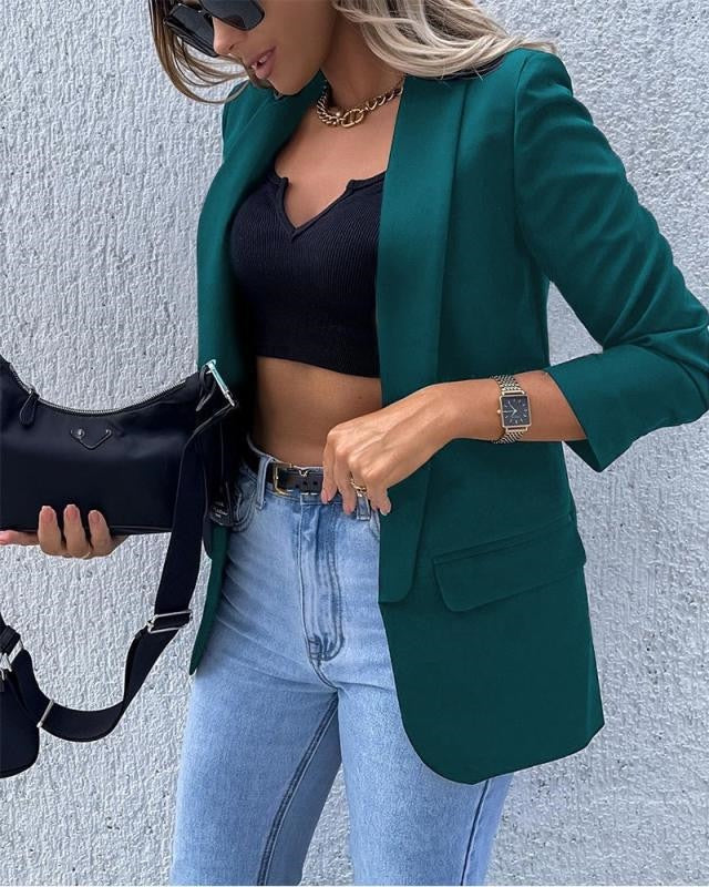 Blazer femme – Coupe cintrée – Tissu lisse – Manches longues – Style professionnel