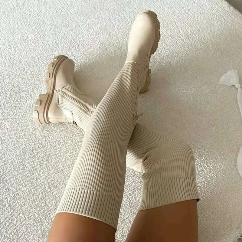 Bottes hautes extensibles et respirantes pour femmes - Au-dessus du genou