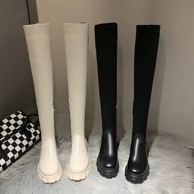 Bottes hautes extensibles et respirantes pour femmes - Au-dessus du genou