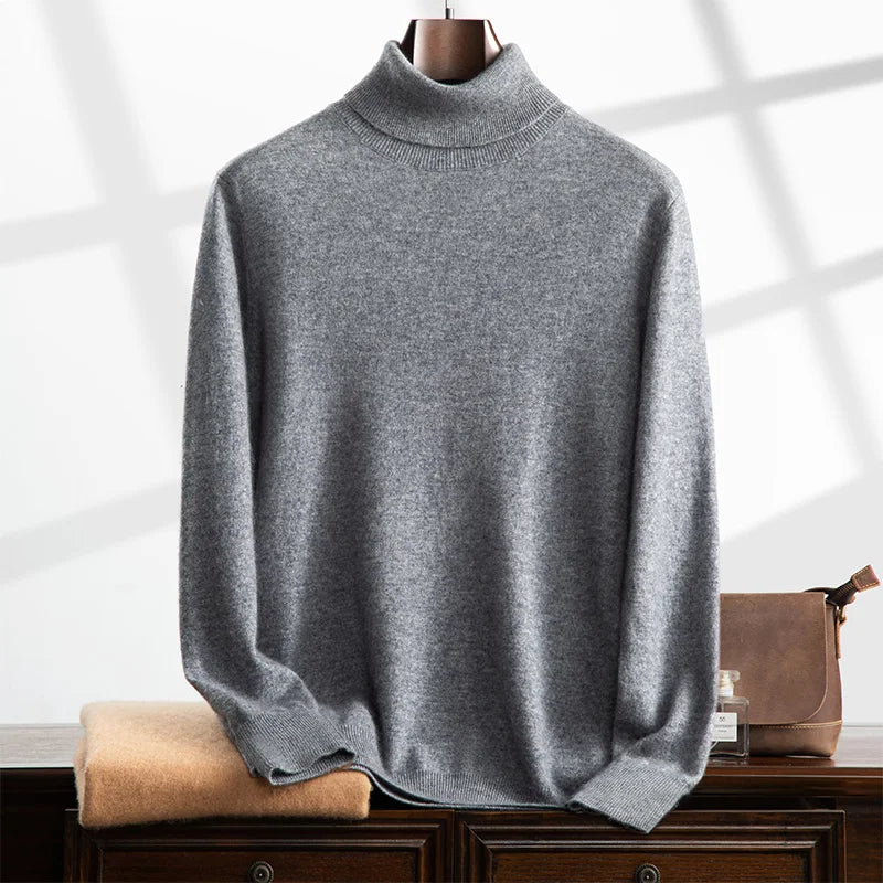 Pull col roulé homme – Cachemire doux – Coupe décontractée – Maille côtelée raffinée