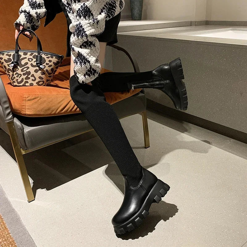 Bottes hautes extensibles et respirantes pour femmes - Au-dessus du genou