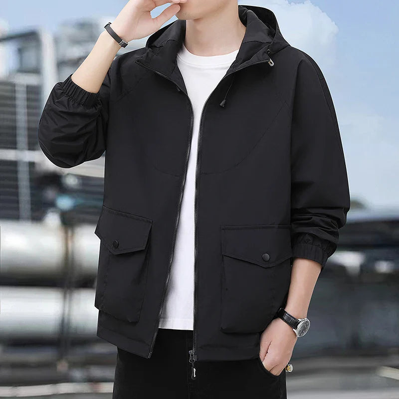 Veste coupe-vent homme – Coupe ample – Tissu léger – Capuche réglable – Zip intégral