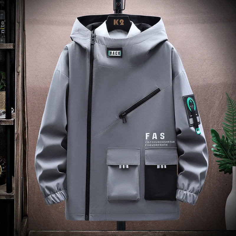 Veste à capuche homme – Coupe décontractée – Tissu déperlant – Style streetwear graphique