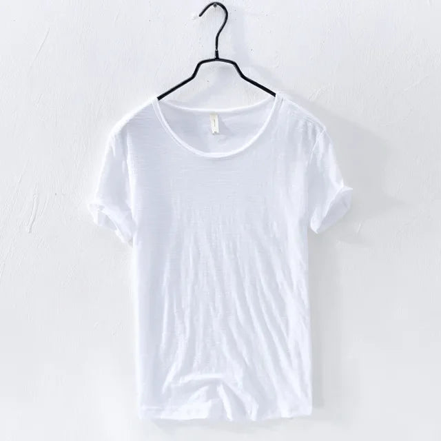 T-shirt Homme - Coupe Ample - Col Rond - Manches Courtes Relevées - 100% Coton