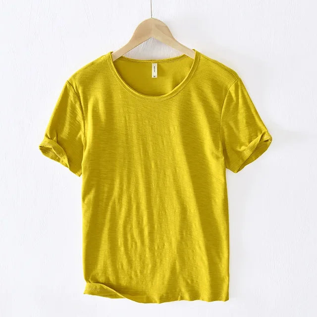 T-shirt Homme - Coupe Ample - Col Rond - Manches Courtes Relevées - 100% Coton