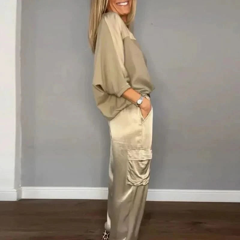 Ensemble Lounge Femme - Satin Doux - Confort Élégant - Tenue Décontractée Chic