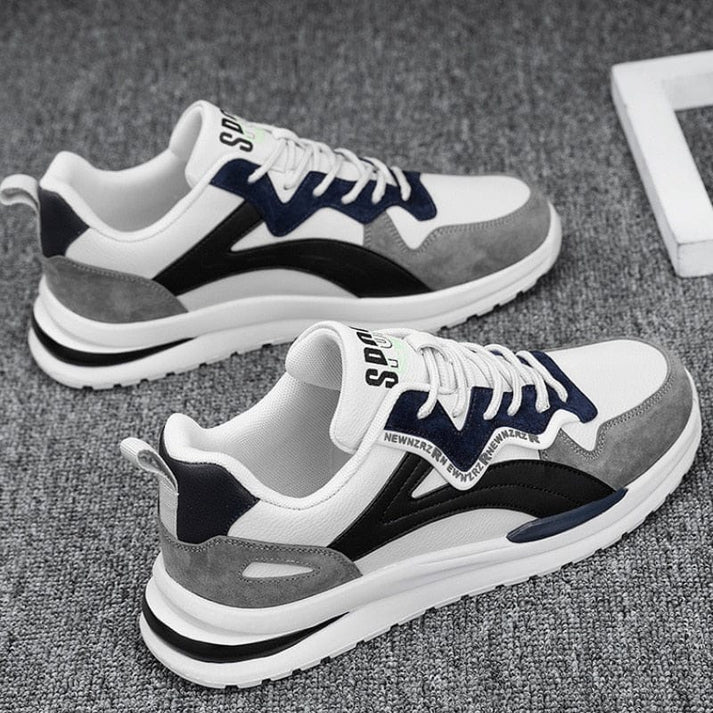 Sneakers Homme – Cuir et Daim – Semelle Confort en Caoutchouc – Respirants et Tendance