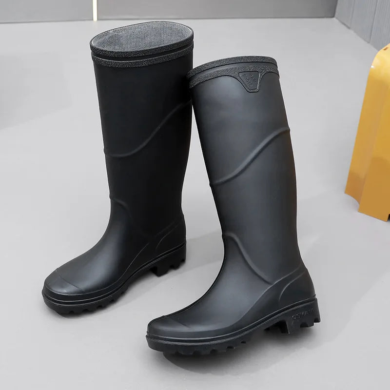 Bottes hautes homme – Caoutchouc imperméable – Semelle crantée – Maintien mollet