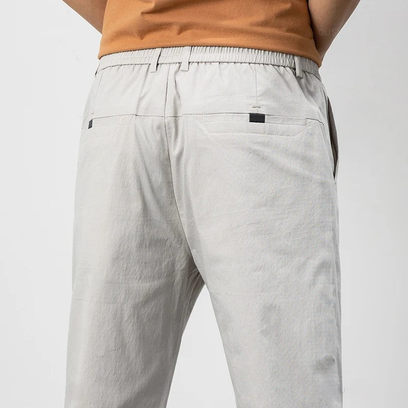 Pantalon chino homme – Coupe décontractée – Coton léger – Longueur cheville – Style casual