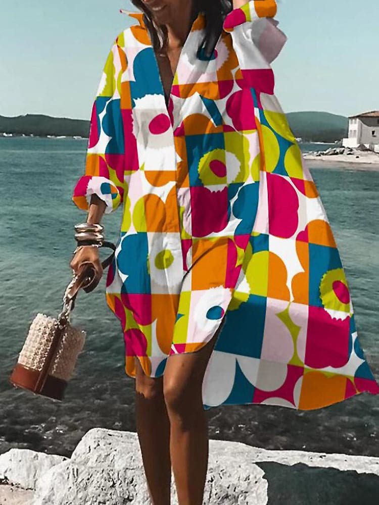 Fina - Robe ample colorée aux motifs estivaux