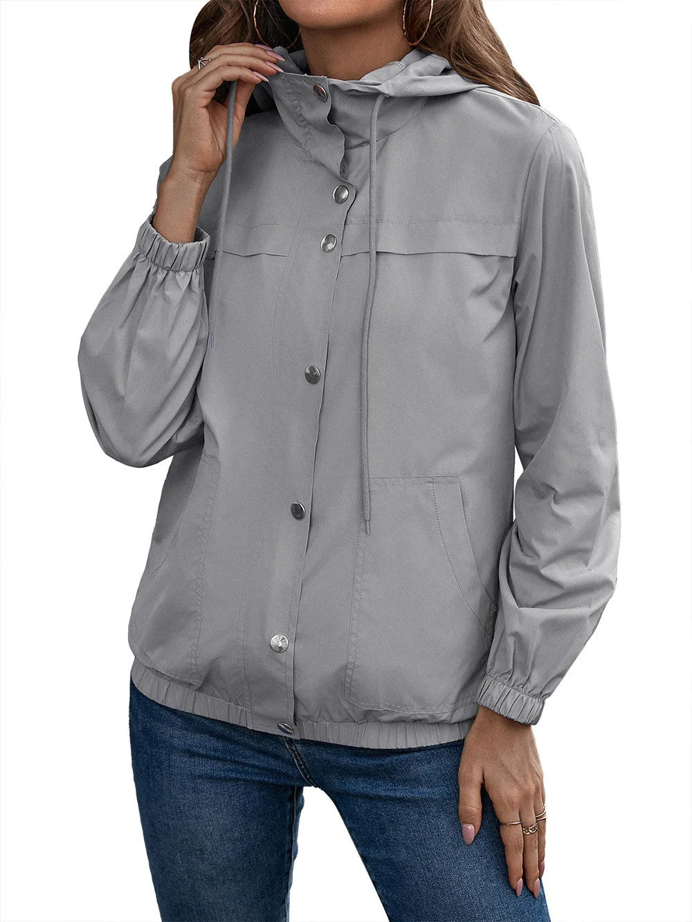 Manteau Trench Femme – Imperméable à Capuche – Coupe Décontractée – Boutons Pression