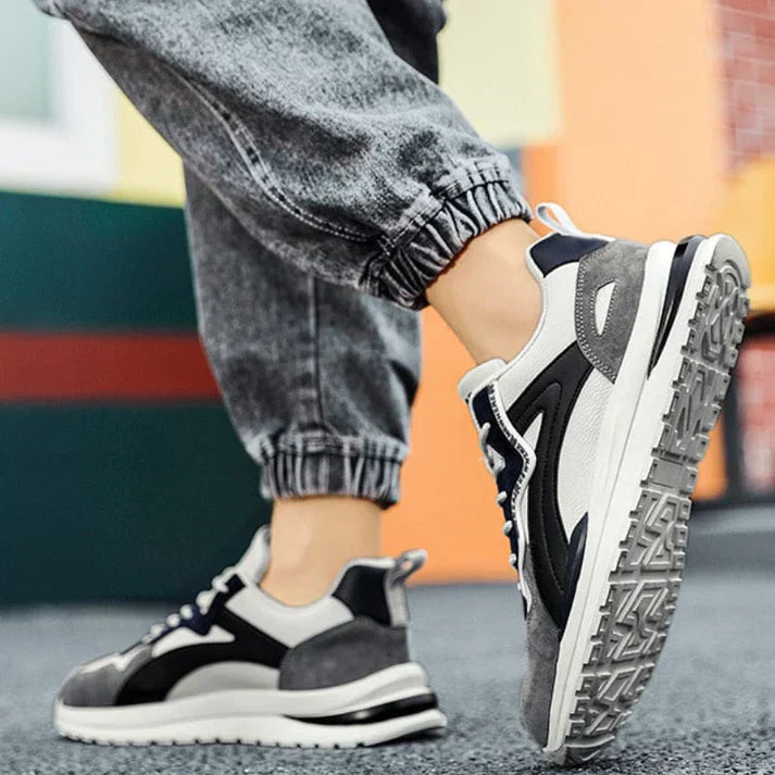 Sneakers Homme – Cuir et Daim – Semelle Confort en Caoutchouc – Respirants et Tendance