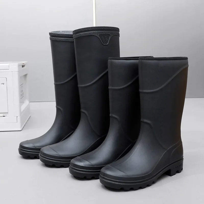 Bottes hautes homme – Caoutchouc imperméable – Semelle crantée – Maintien mollet