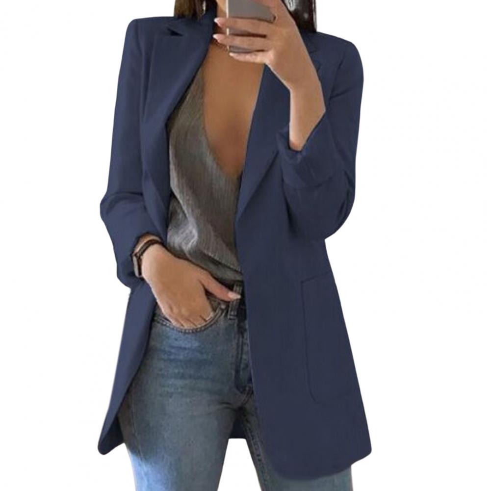 Blazer femme – Coupe cintrée – Longueur hanche – Poches larges – Col tailleur