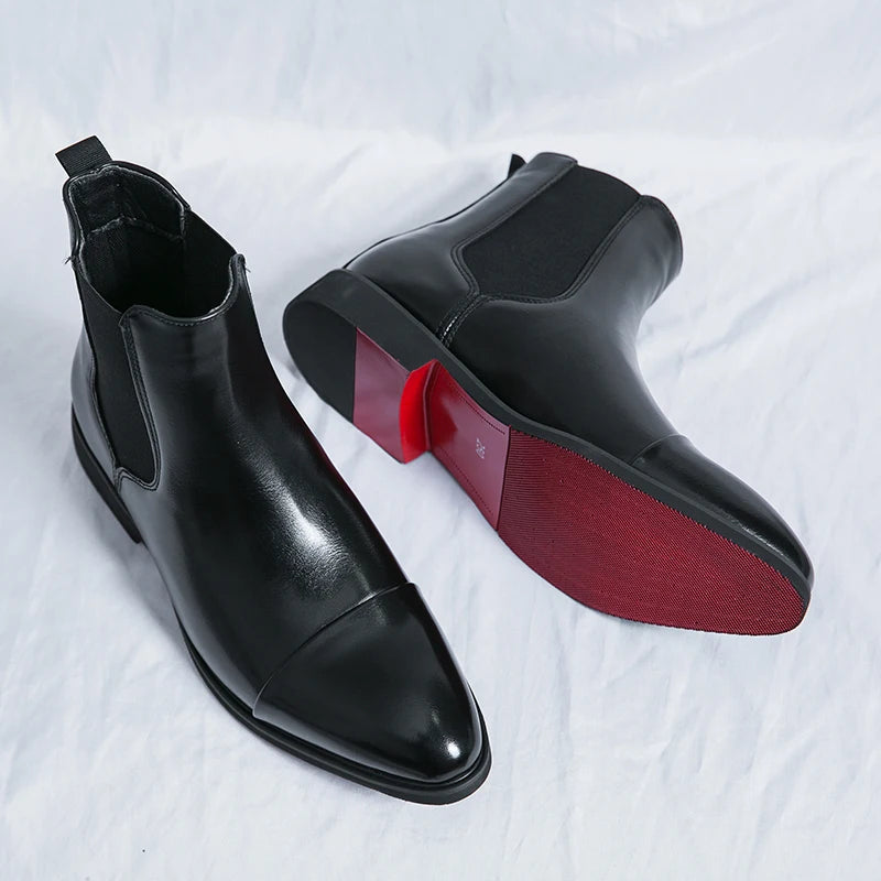 Bottes Chelsea homme – Cuir lisse – Coupe ajustée – Bout droit – Facile à enfiler