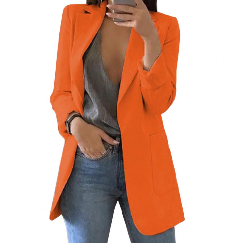 Blazer femme – Coupe cintrée – Longueur hanche – Poches larges – Col tailleur