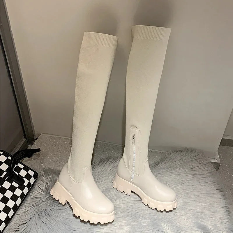 Bottes hautes extensibles et respirantes pour femmes - Au-dessus du genou