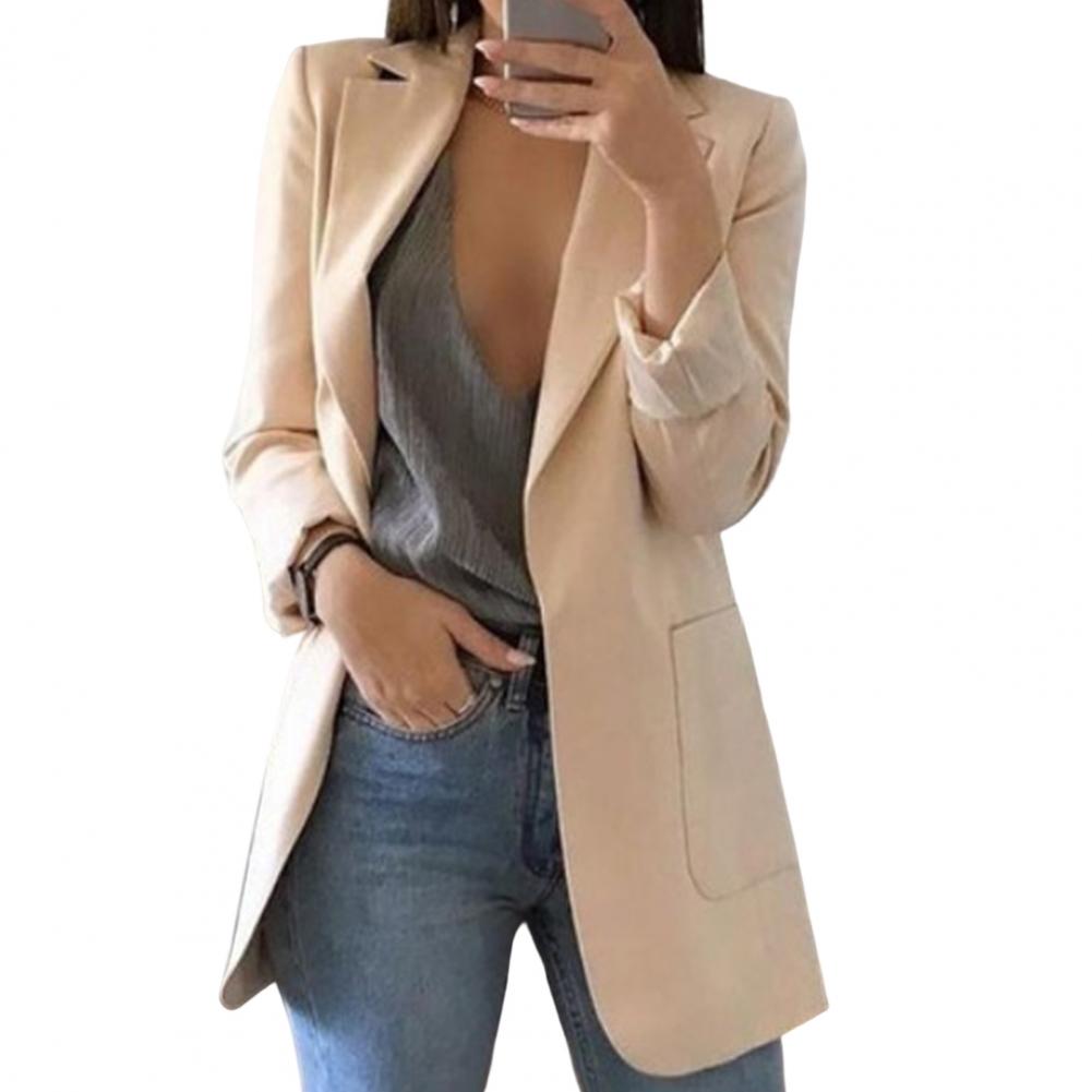 Blazer femme – Coupe cintrée – Longueur hanche – Poches larges – Col tailleur