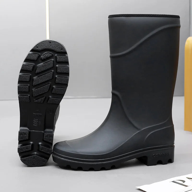 Bottes hautes homme – Caoutchouc imperméable – Semelle crantée – Maintien mollet