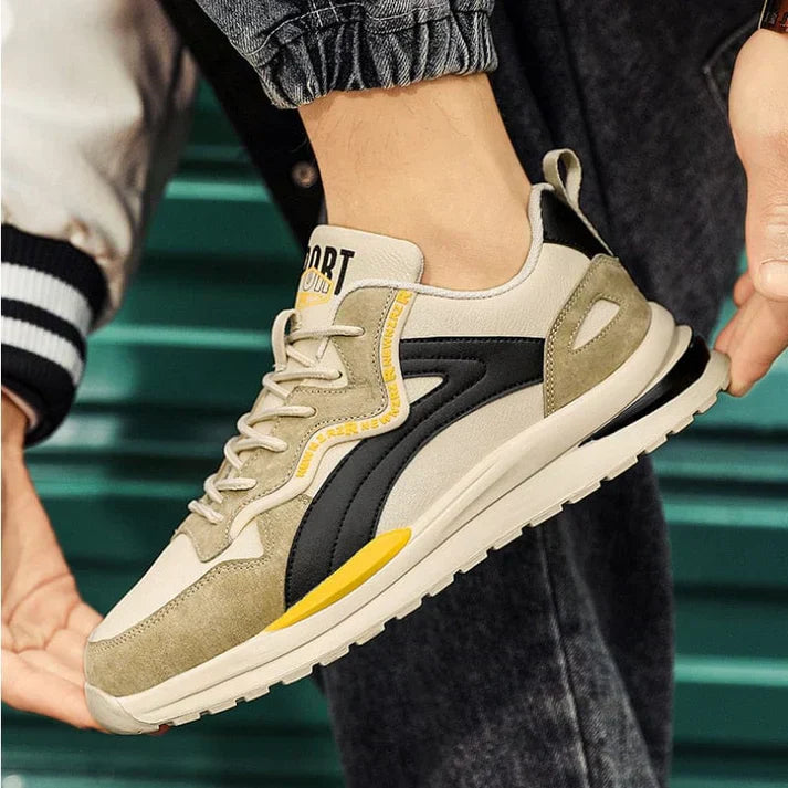 Sneakers Homme – Cuir et Daim – Semelle Confort en Caoutchouc – Respirants et Tendance