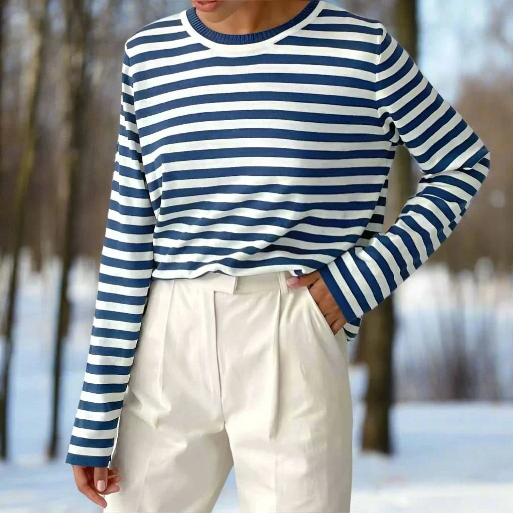 Haut rayé chic, confortable et classique pour femme