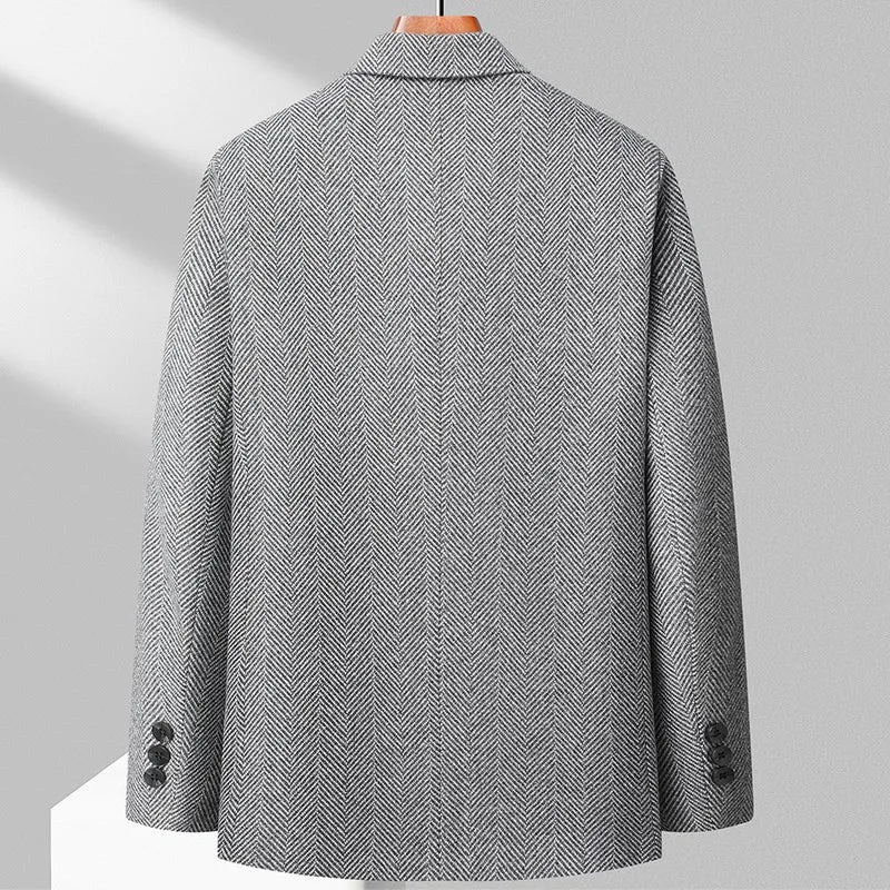Veste homme – Coupe ajustée – Laine mélangée – Motif chevrons – Revers crantés