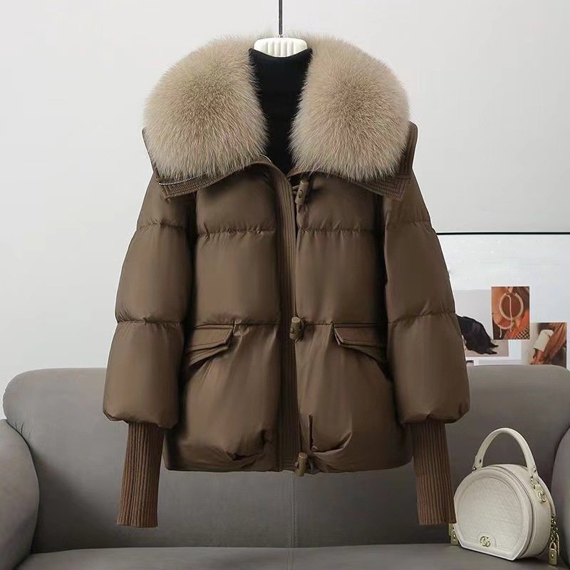Veste matelassée femme – Coupe oversize – Col fausse fourrure – Poches à rabat
