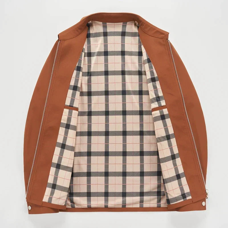 Veste homme – Coupe structurée – Longueur hanches – Col classique – Doublure à carreaux