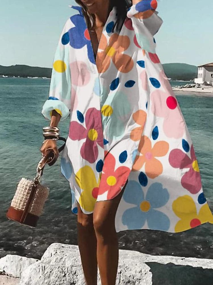 Fina - Robe ample colorée aux motifs estivaux