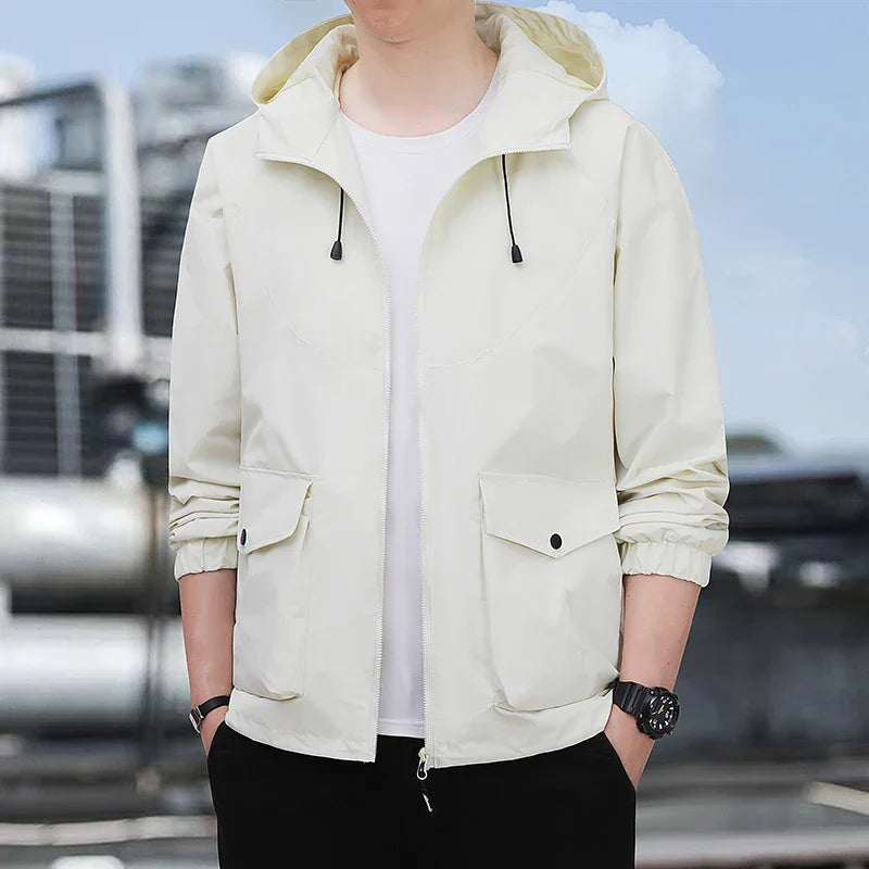 Veste coupe-vent homme – Coupe ample – Tissu léger – Capuche réglable – Zip intégral