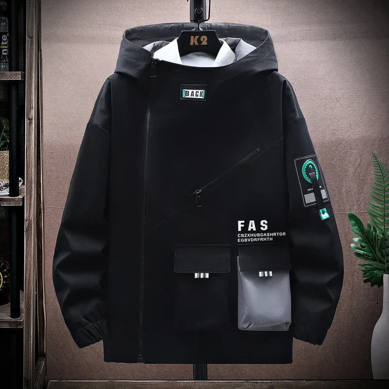 Veste à capuche homme – Coupe décontractée – Tissu déperlant – Style streetwear graphique