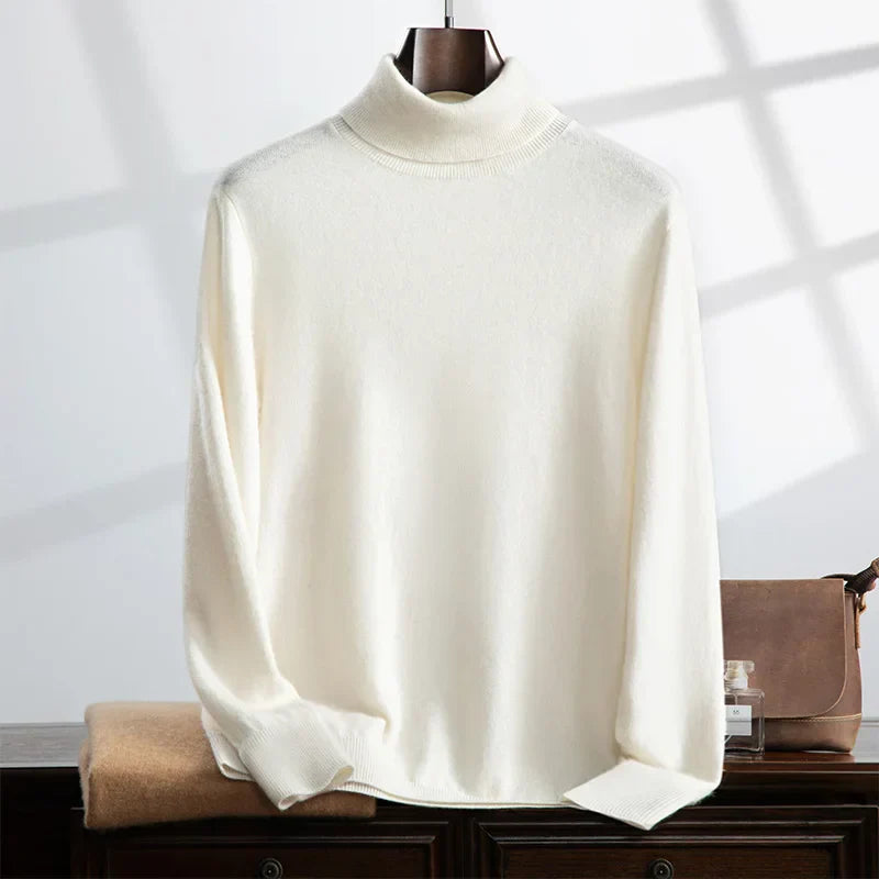 Pull col roulé homme – Cachemire doux – Coupe décontractée – Maille côtelée raffinée