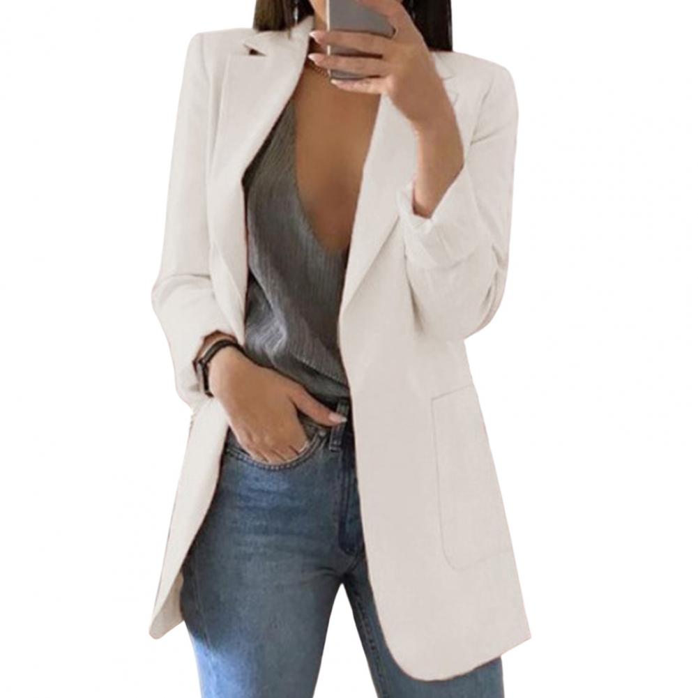 Blazer femme – Coupe cintrée – Longueur hanche – Poches larges – Col tailleur