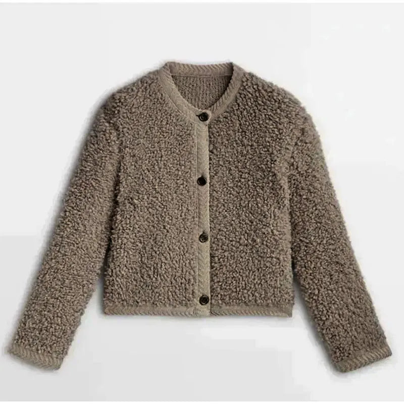 Manteau femme – Coupe décontractée – Tissu doux effet peluche – Boutonnage classique