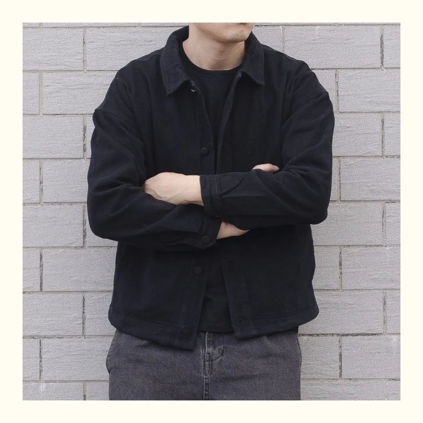Veste en jean homme – Coupe décontractée – Col classique – Fermeture boutonnée