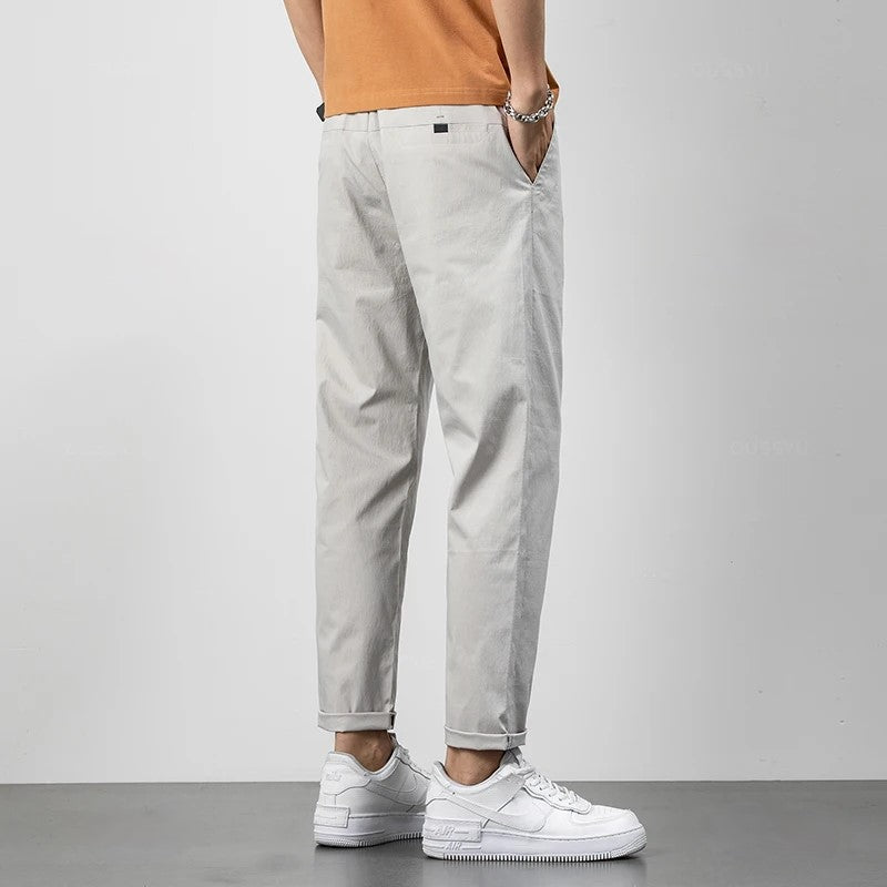 Pantalon chino homme – Coupe décontractée – Coton léger – Longueur cheville – Style casual