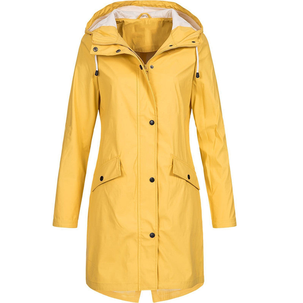 Veste imperméable femme – Coupe décontractée – Capuche – Longueur mi-cuisse