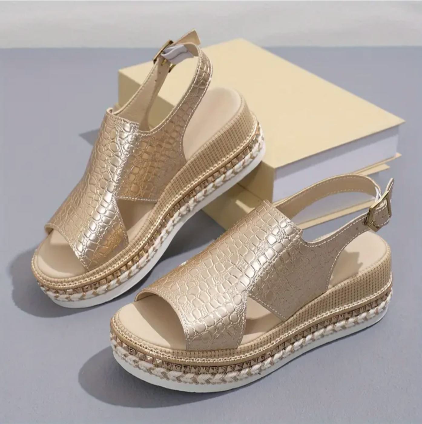 Sandales femme – Bout ouvert – Semelle plateforme – Bride réglable – Semelle confort