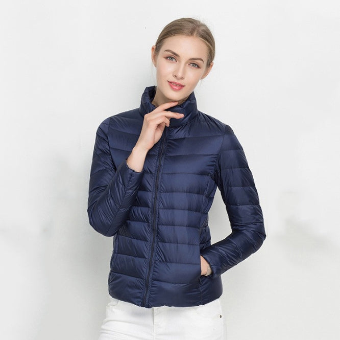 Veste femme matelassée – Doudoune légère – Coupe slim – Col montant zipé
