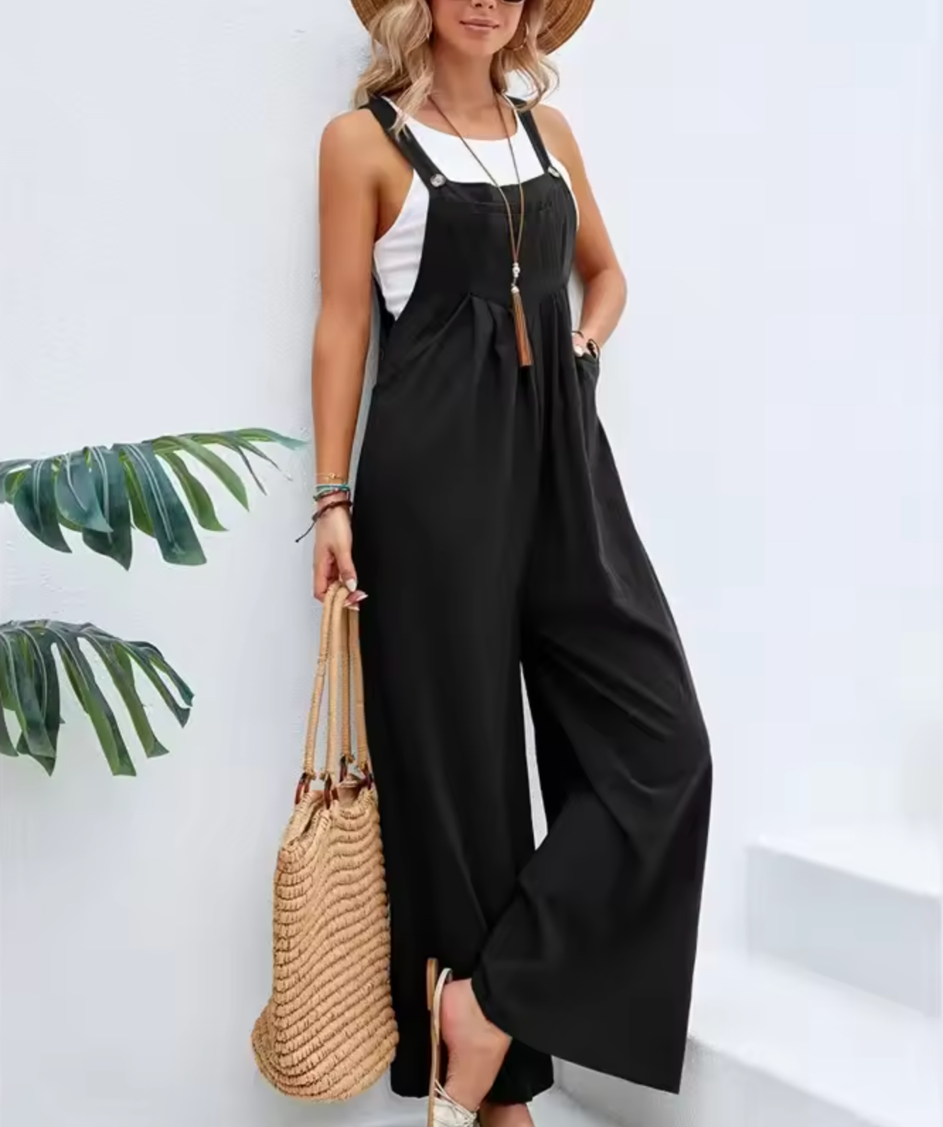Salopette Femme - Coupe Ample - Jambes Larges - Bretelles Réglables - Style Décontracté