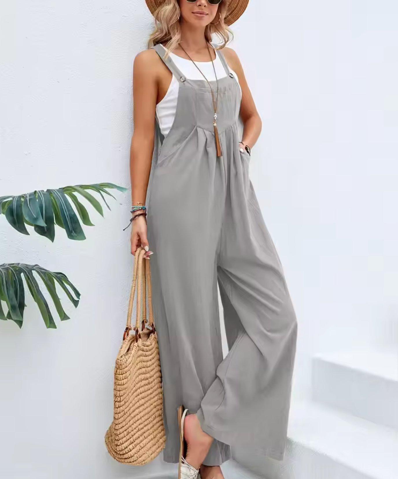 Salopette Femme - Coupe Ample - Jambes Larges - Bretelles Réglables - Style Décontracté