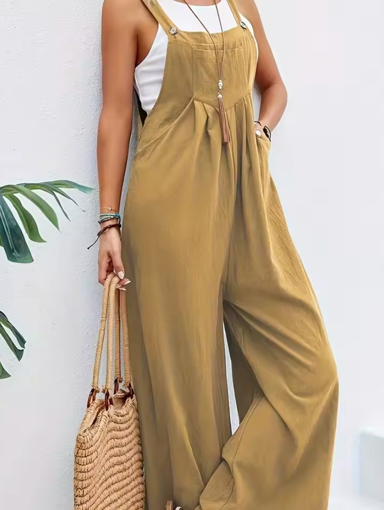 Salopette Femme - Coupe Ample - Jambes Larges - Bretelles Réglables - Style Décontracté
