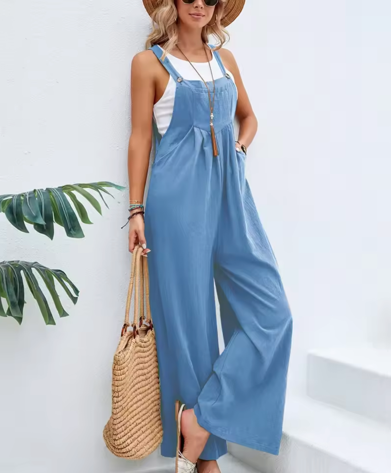 Salopette Femme - Coupe Ample - Jambes Larges - Bretelles Réglables - Style Décontracté